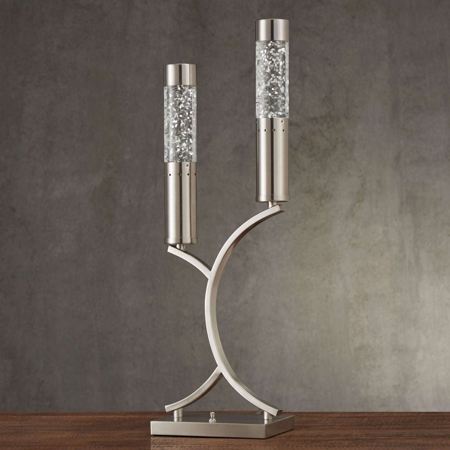 luxurious 2 water dancing lamp with satin nickel finish sparkle