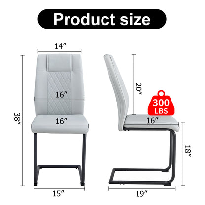 Faux Leather Cushion Chairs Set of 4, Light Grey+PU leather