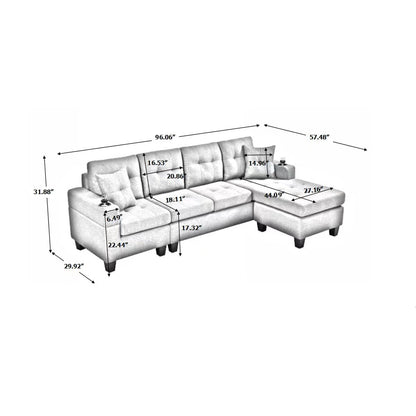 Right Sectional Sofa with footrest, Black