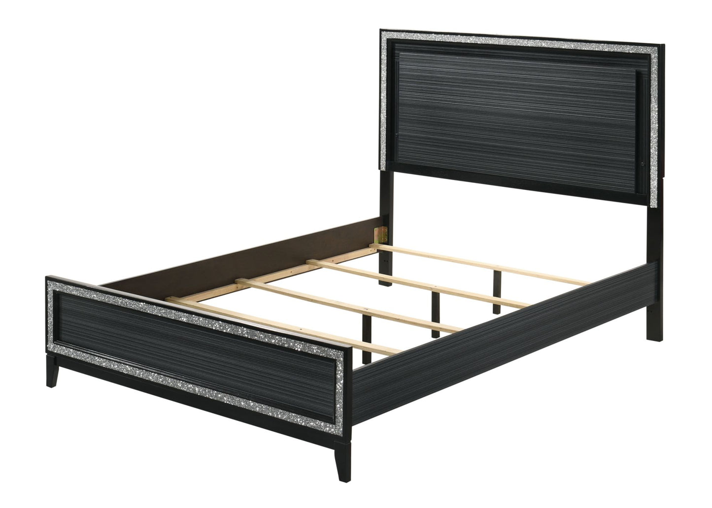 acme haiden queen bed, led & weathered black finish