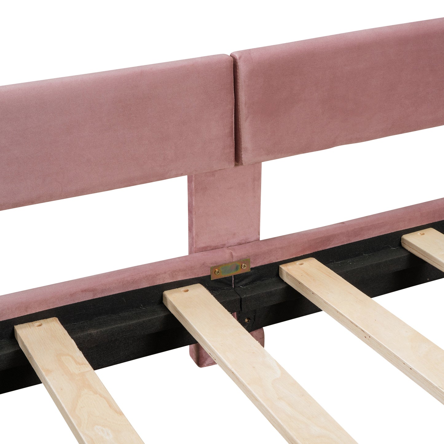 twin size upholstered daybed with classic stripe shaped headboard, pink