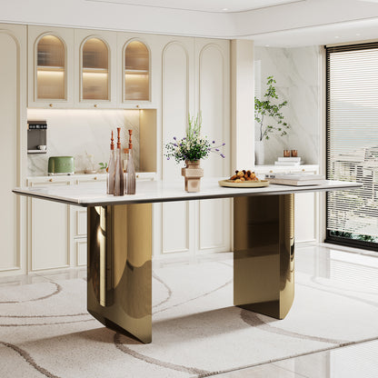 Double Pedestal Dining Table- Tempered Glass