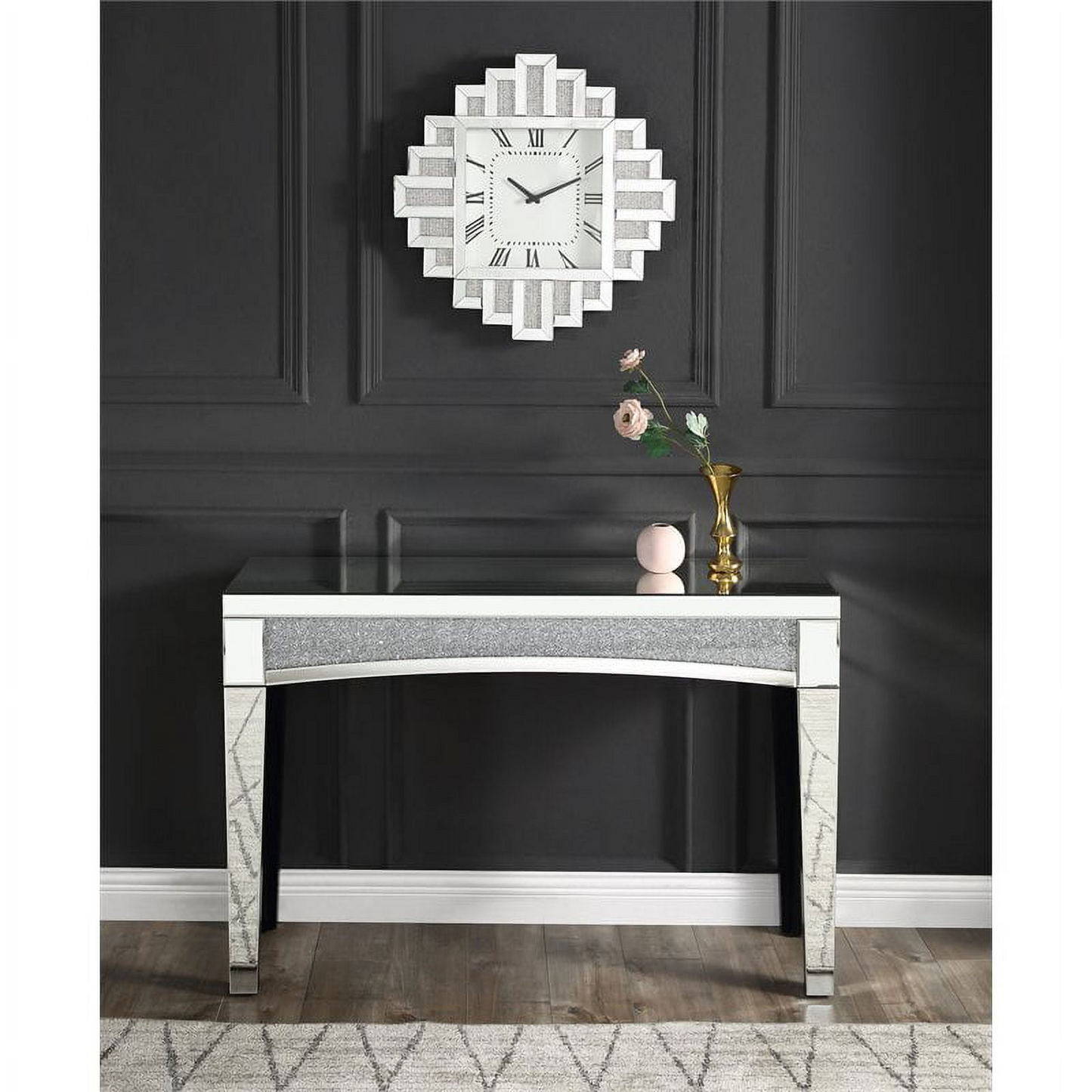 lavina wall clock in mirrored & faux diamonds