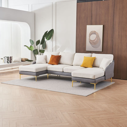 Holly Comfy Sectional, Gray+White