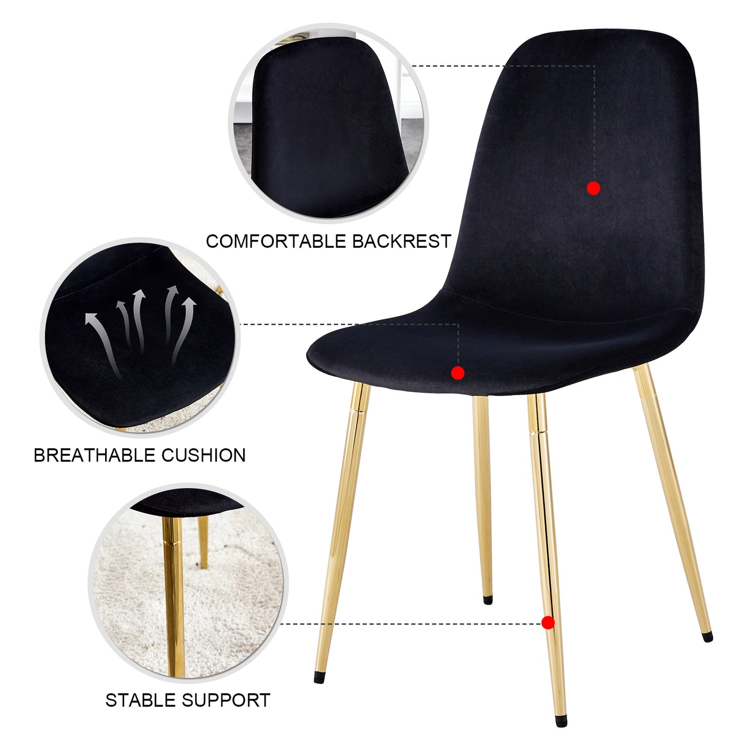 zara dining chairs set of 4, soft velvet black