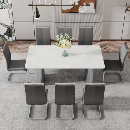 Zara Marble Dining Table, Silver