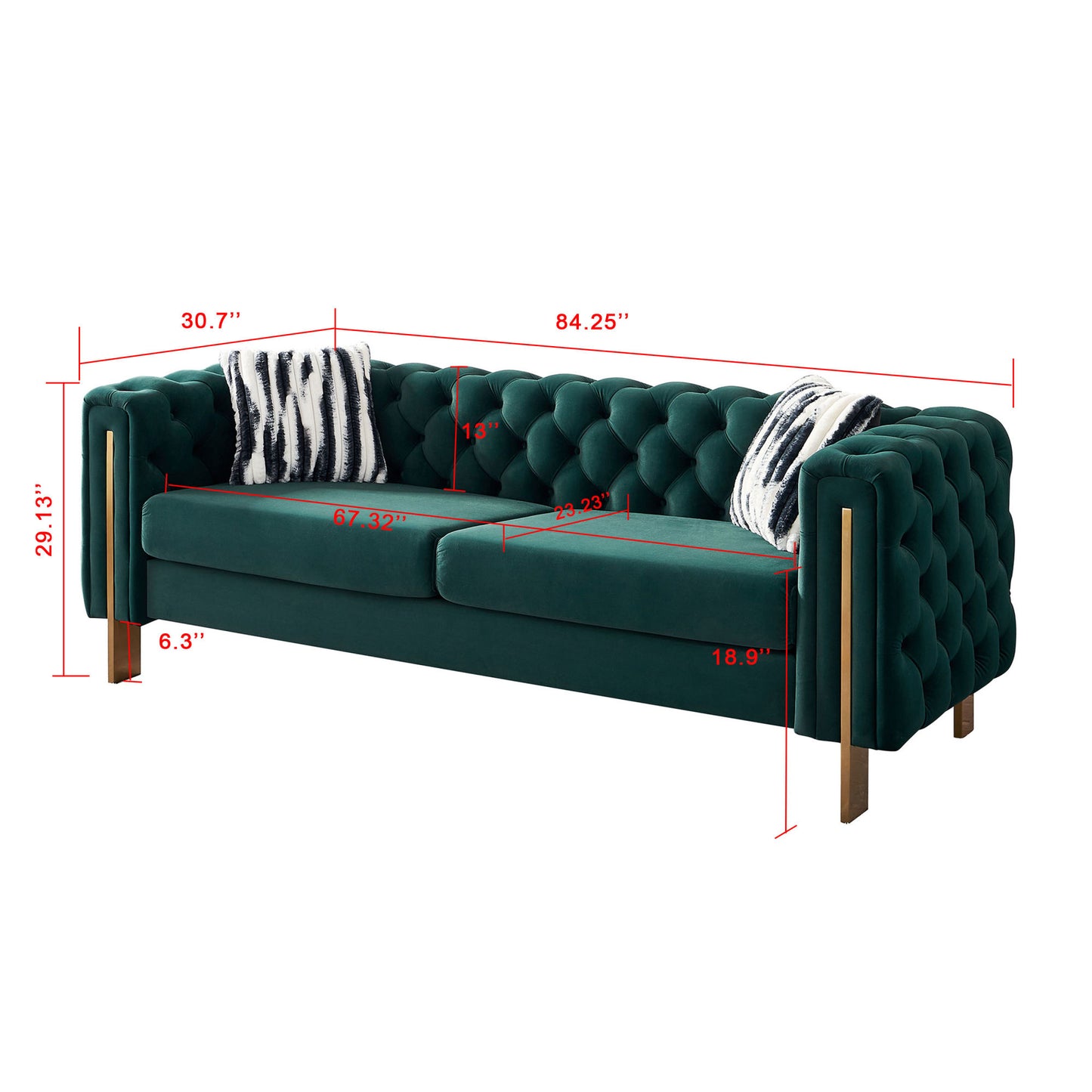 chesterfield modern tufted velvet sofa, green
