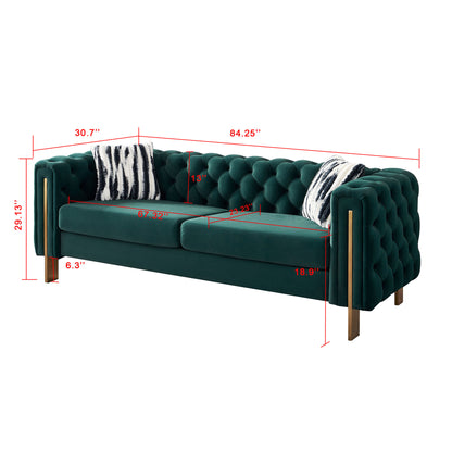 Chesterfield Modern Tufted Velvet Sofa, Green