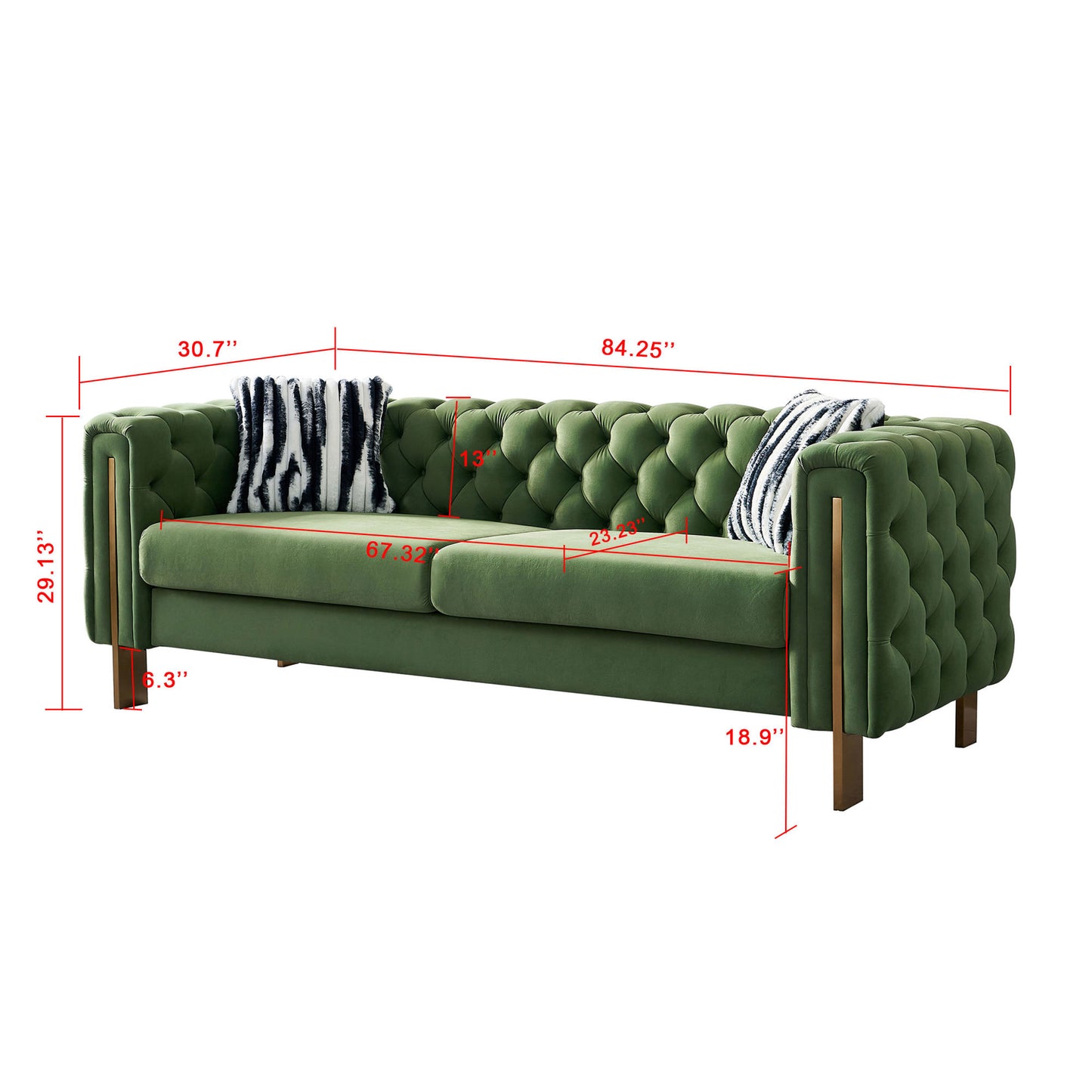 chesterfield modern tufted velvet sofa ,mint green