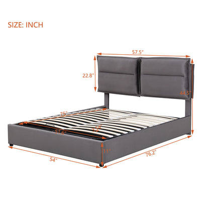 Upholstered Platform bed with a Hydraulic Storage System