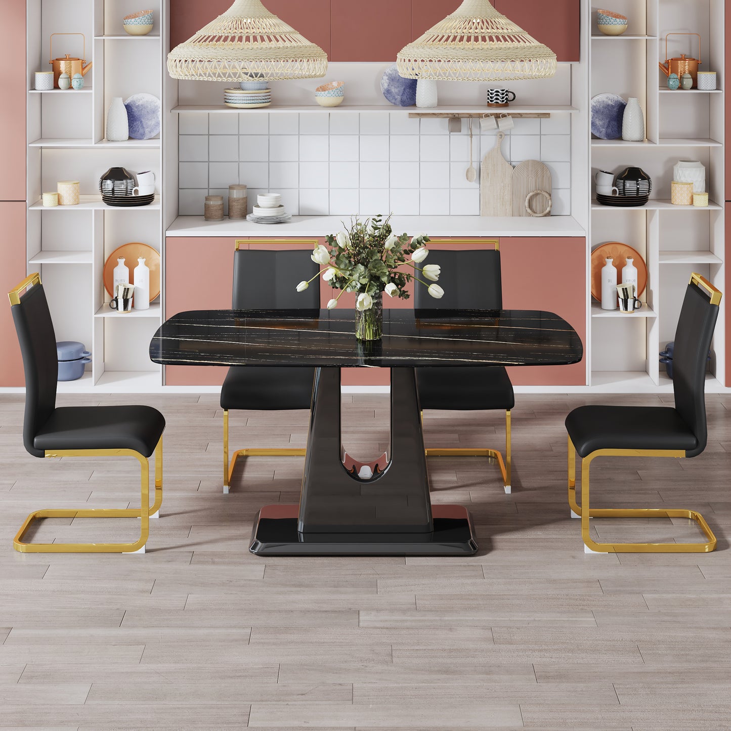 mdf marble table- black