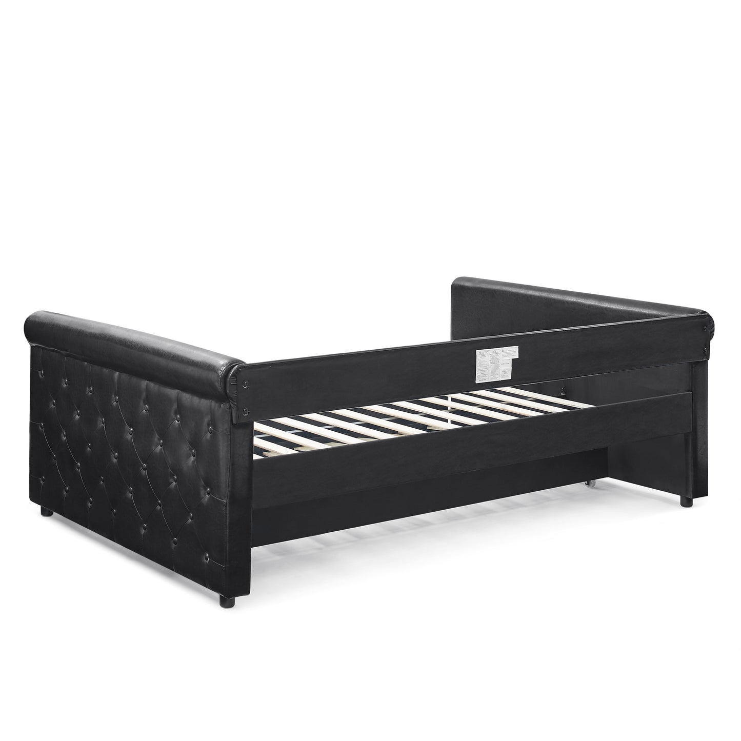 upholstered tufted full size bed,  black