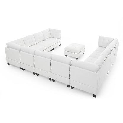 U shape Modular Sectional with Ottoman, Ivory