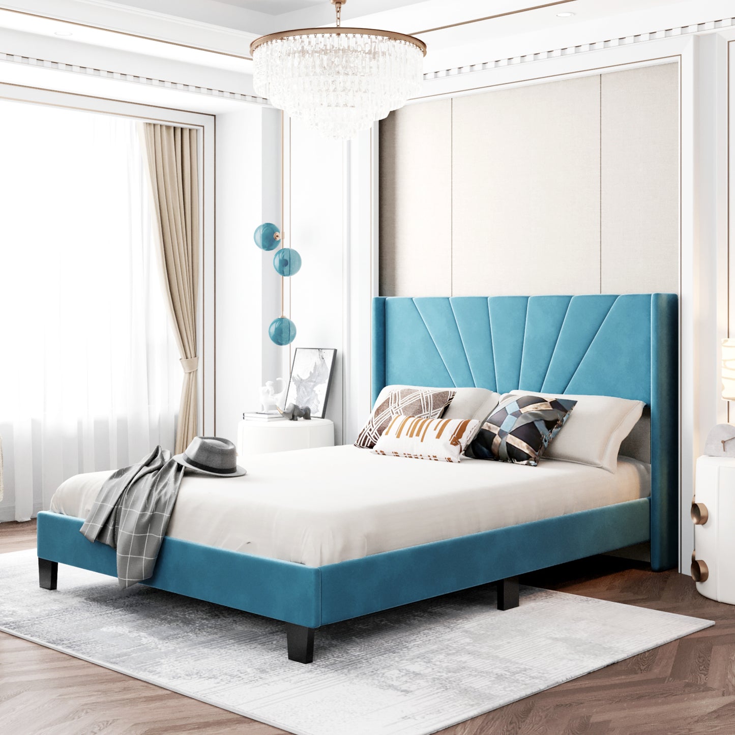 amanda velvet upholstered platform bed