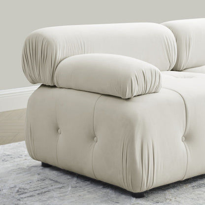 Button Tufted Modular Sectional Sofa, Navy Velvet