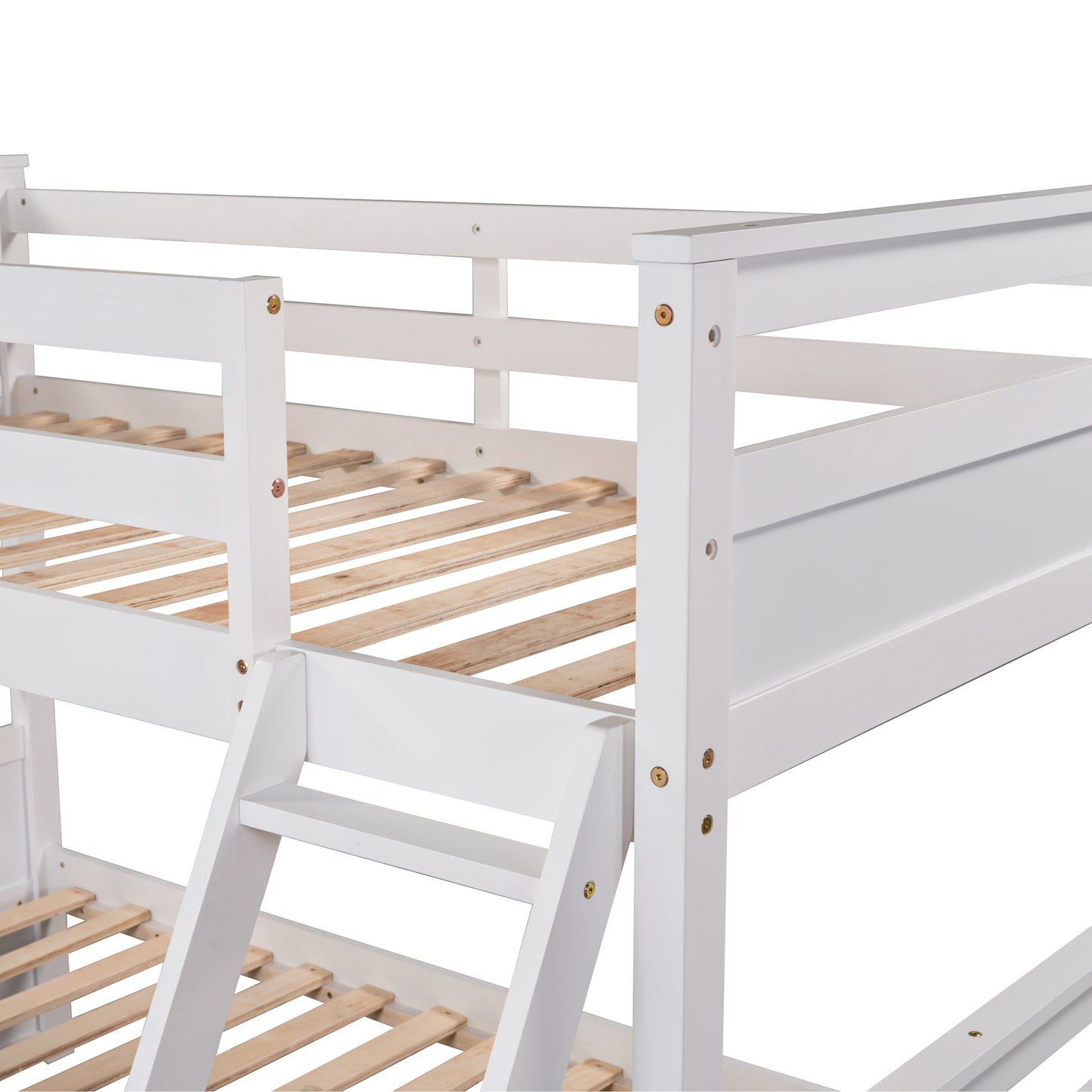 twin over full bunk bed with storage - white