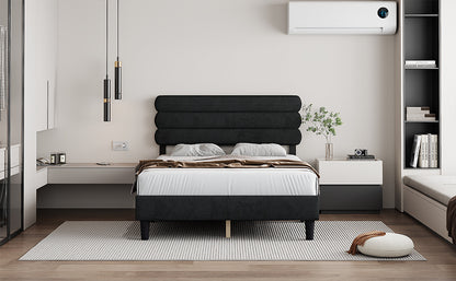 Rudy Queen Bed Frame with Headboard, Dark Grey