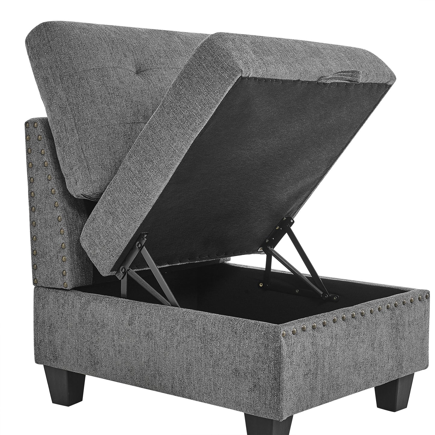 u shape modular sectional sofa includes seven single chair, four corner and one ottoman, grey