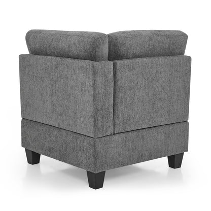 U shape Modular Sectional Sofa includes Seven Single Chair, Four Corner and One Ottoman, Grey