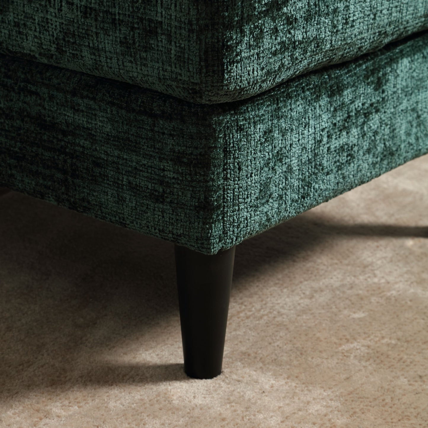 zara storage/ cupholder sectional sofa, green