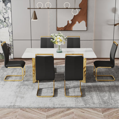 Zara Marble Dining Table, Gold