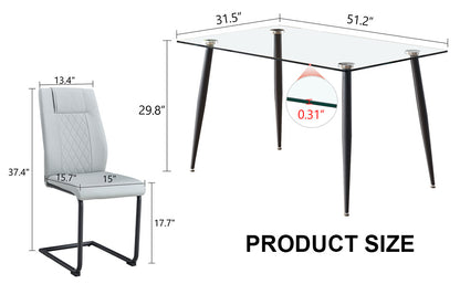 Holli Dining Table Set, Grey