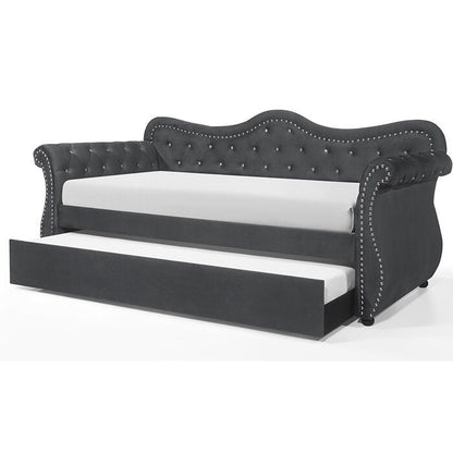 Abby Upholstered Velvet Wood Daybed with Trundle