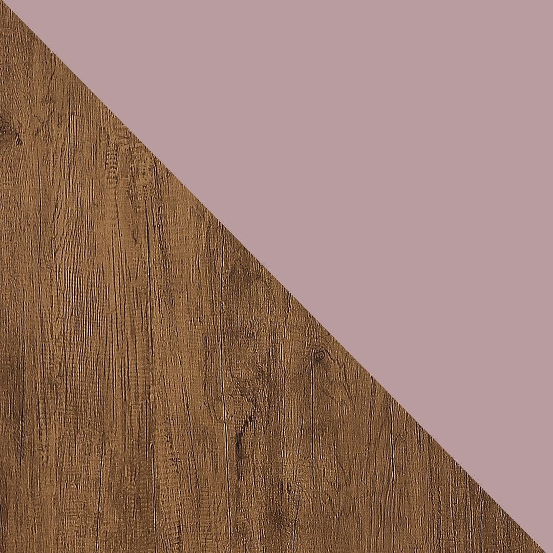 manhattan comfort rockefeller mid-century- modern dresser with 3-drawers in nature and rose pink
