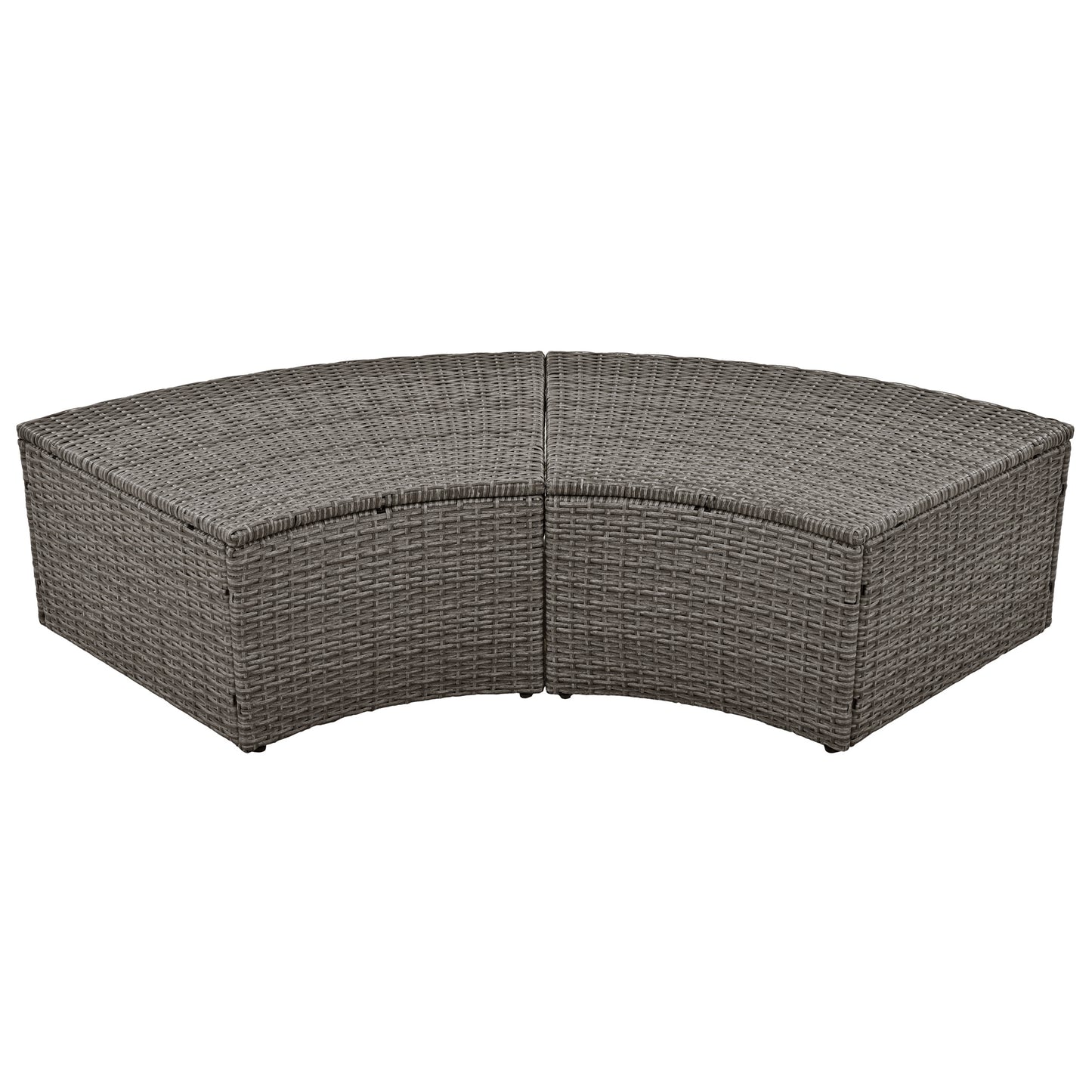 topmax patio 5-piece round rattan sectional sofa set, gray