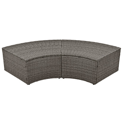 TOPMAX Patio 5-Piece Round Rattan Sectional Sofa Set, Gray