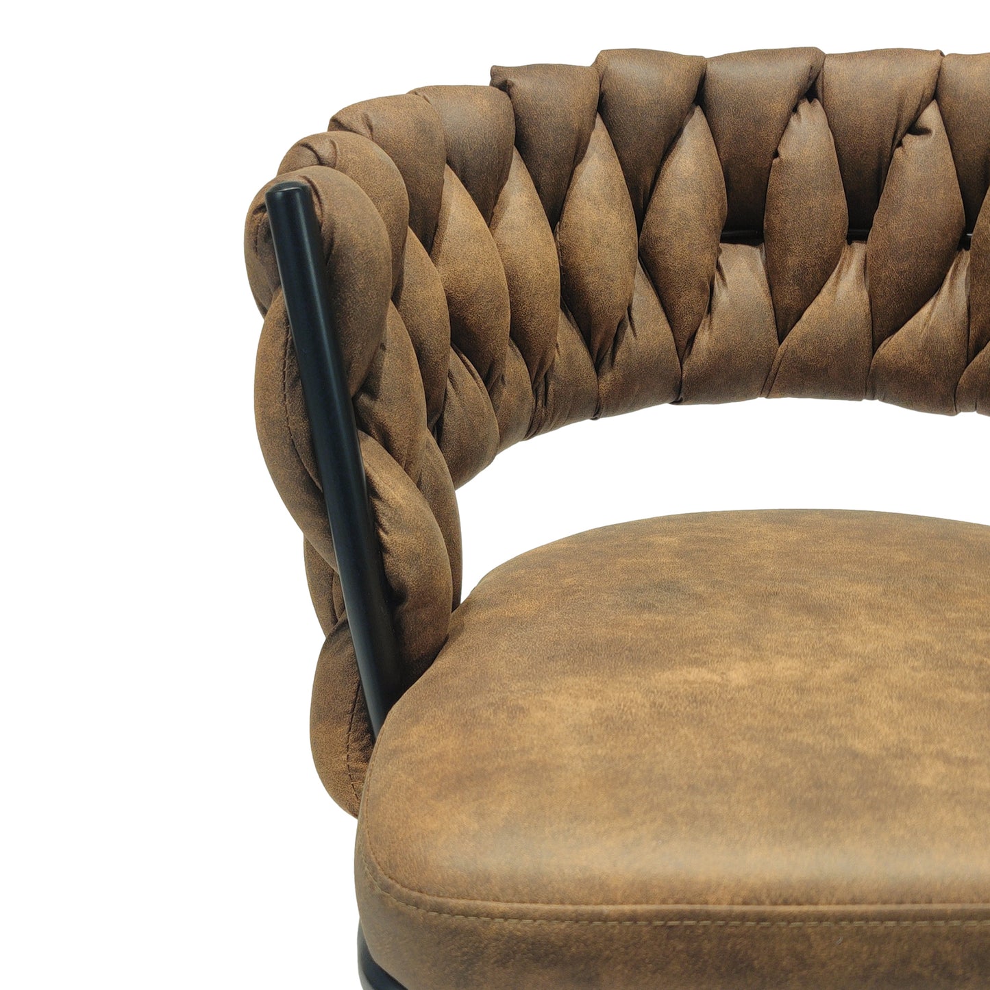 technical leather woven bar stool set of 4, brown