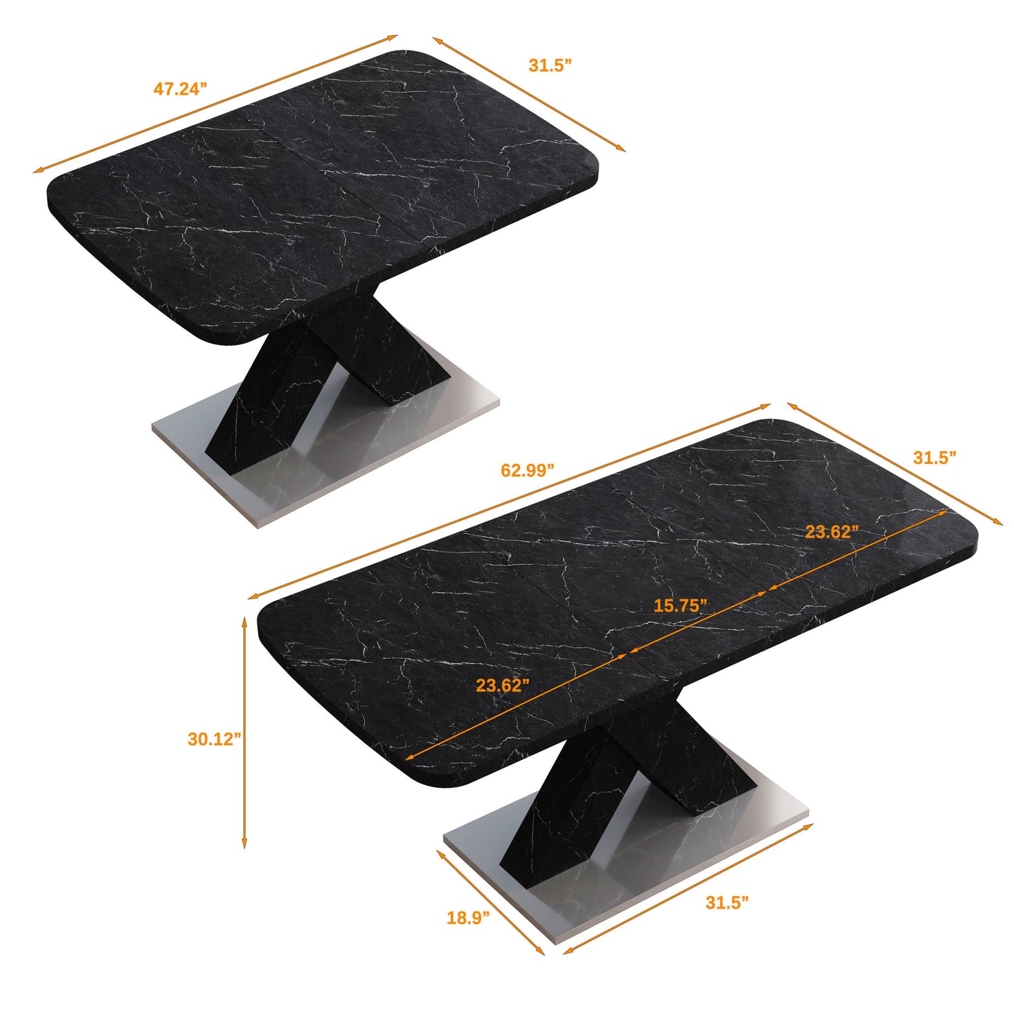 lux extendable marble square dining table