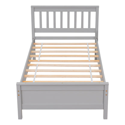 Twin Bed with Headboard & Nightstand, Grey