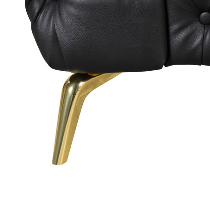 Button Tufted Upholstered Sofa, Black