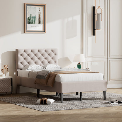 Linen Upholstered Platform Bed