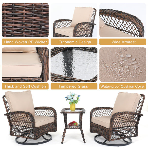 3 pieces patio furniture set