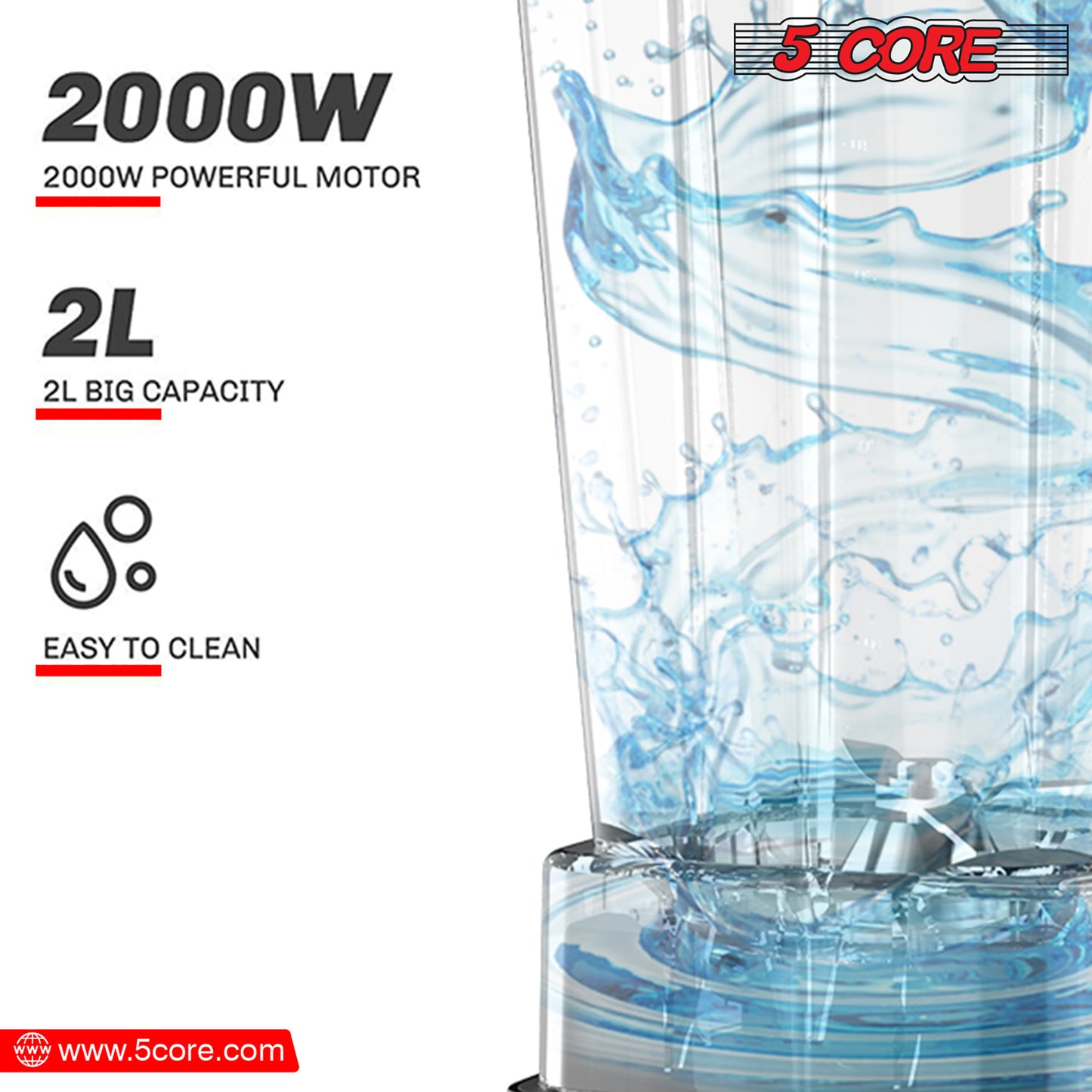 5 core 2l professional touch screen blender