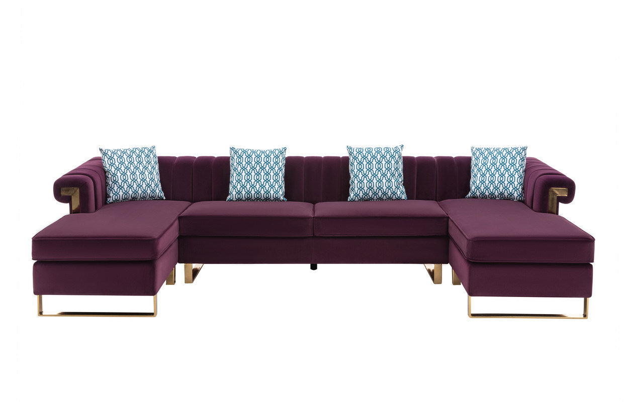 maddie velvet 5-seater double chaise sectional sofa