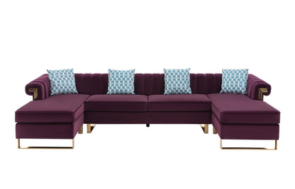 Maddie Velvet 5-Seater Double Chaise Sectional Sofa