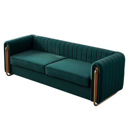 Cane Velvet Sofa, Green