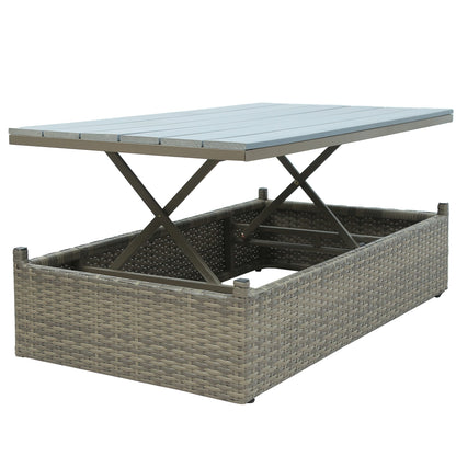 5-Piece Patio Wicker Sofa Set Cushions; Ottomans and Lift Top Coffee Table included