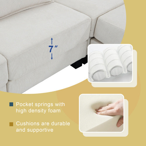 emily u shaped couch with armrest bags