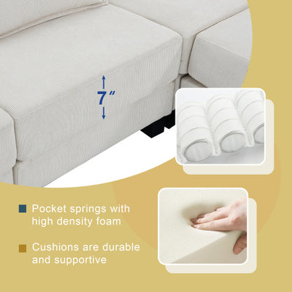 Emily U Shaped Couch with Armrest Bags