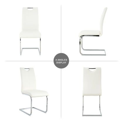 Modern Faux Leather Chairs Set of 6, White