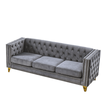 3-seater + 2-seater Combination Sofa, Grey Velvet