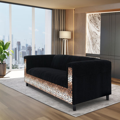 Leopard Velvet Sofa, Black
