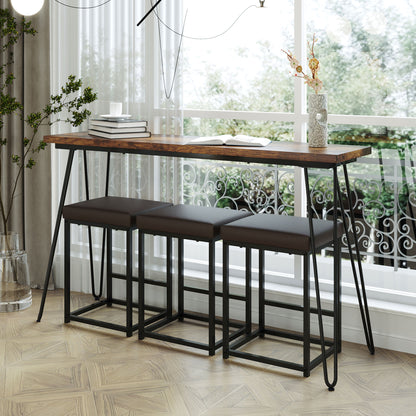 TOPMAX 4 Pieces Counter Height Extra Long Dining Table Set