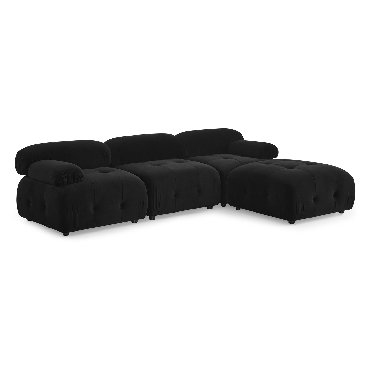 button tufted modular sectional sofa, black velvet
