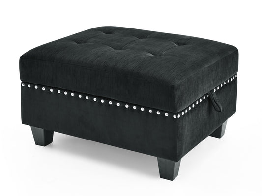 Modular Sectional Ottoman, Black Velvet