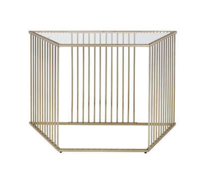 ACME Oaklie Sofa Table in Champagne & Clear Glass